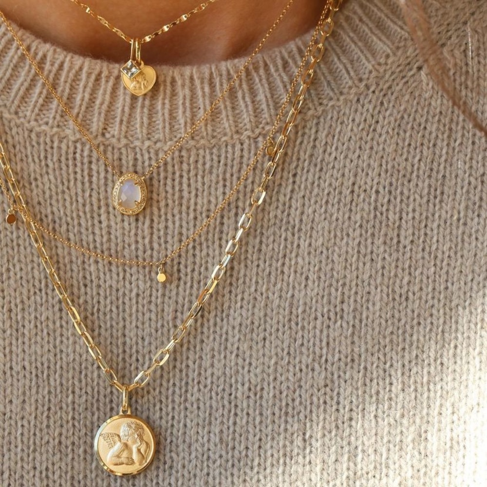 Melanie Auld Delicate Multi Disc Necklace 14k Solid Gold
